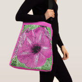 Ochtendglorie blokdruk - fuchsia roze crossbody tas (Dichtbij)