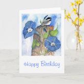 Ochtendglorie en Chickadee Kaart (Gele Bloem)