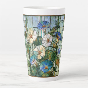 Ochtendglorie en maanbloem glas in lood latte mok