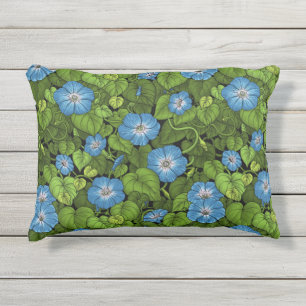 Ochtendglorie in blauw en groen buitenkussen