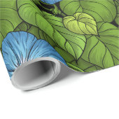 Ochtendglorie in blauw en groen cadeaupapier (Rol Hoek)