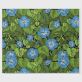 Ochtendglorie in blauw en groen cadeaupapier (Vlak)