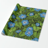 Ochtendglorie in blauw en groen cadeaupapier (Uitgerold)