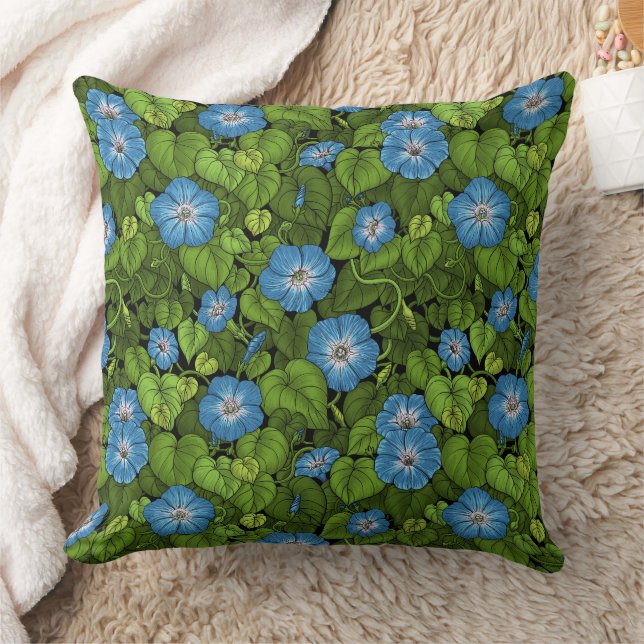 Ochtendglorie in blauw en groen kussen (Deken)