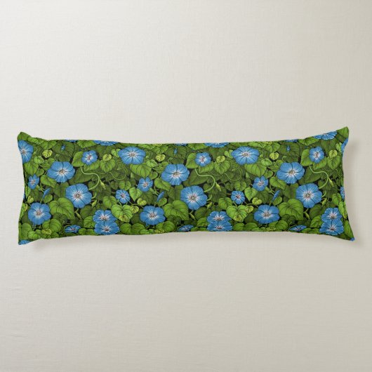 Ochtendglorie in blauw en groen lichaamskussen (Achterkant)