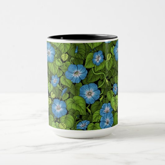 Ochtendglorie in blauw en groen mok (Midden)