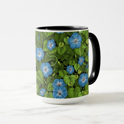 Ochtendglorie in blauw en groen mok (Voorkant rechts)