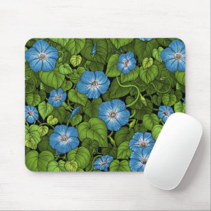 Ochtendglorie in blauw en groen muismat