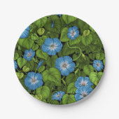 Ochtendglorie in blauw en groen papieren bordje (Voorkant)