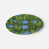 Ochtendglorie in blauw en groen papieren bordje (Gekanteld)