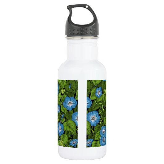 Ochtendglorie in blauw en groen waterfles  (Achterkant)