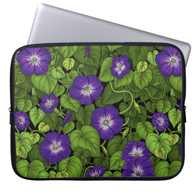Ochtendglorie in paarse en groene laptop sleeve (Voorkant)