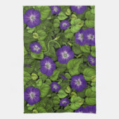 Ochtendglorie in paarse en groene theedoek (Verticaal)