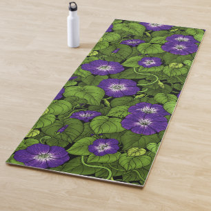 Ochtendglorie in paarse en groene yogamat
