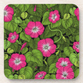 Ochtendglorie in roze en groen bier onderzetter (Voorkant)