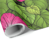 Ochtendglorie in roze en groen cadeaupapier (Rol Hoek)