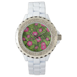Ochtendglorie in roze en groen horloge