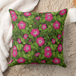 Ochtendglorie in roze en groen kussen