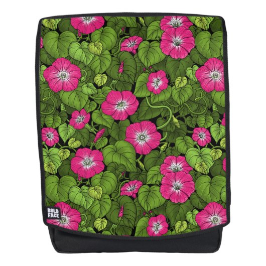 Ochtendglorie in roze en groen rugtassen (Voorkant)