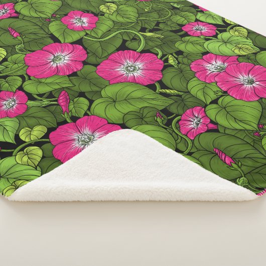 Ochtendglorie in roze en groen sherpa deken (3/4)