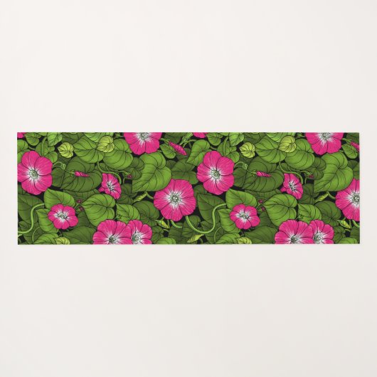 Ochtendglorie in roze en groen yogamat (Achterkant (horizontaal))