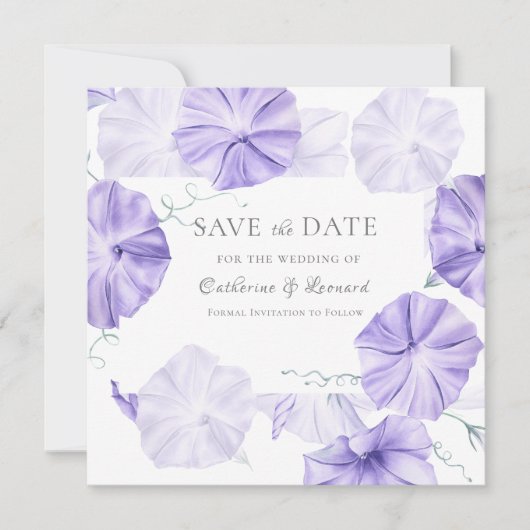 Ochtendglorie kalligrafie save the date (Voorkant)