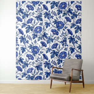 Ochtendglorie Kobaltblauw Wit Delfts Stijl Wandkleed