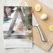 Ochtendglorie: Waterverf Haan Theedoek (Quarter Fold)