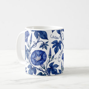 Ochtendglorieën Kobaltblauw Wit Delfts Stijl Koffiemok