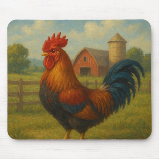 “Ochtendgloriehaan op de boerderij” Muismat (Voorkant)