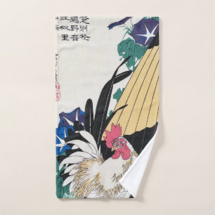 Ochtendglories en Japanse Bantam, Hiroshige Handdoek