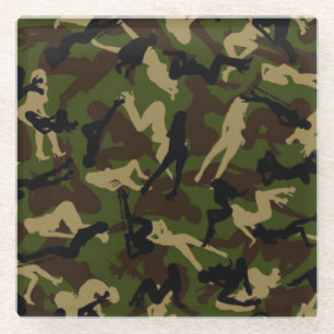 ochtendhoutcamouflage glazen onderzetter