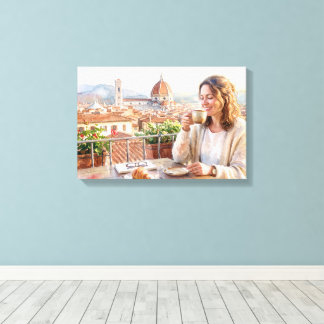 Ochtendkoffie in Florence Canvas Afdruk