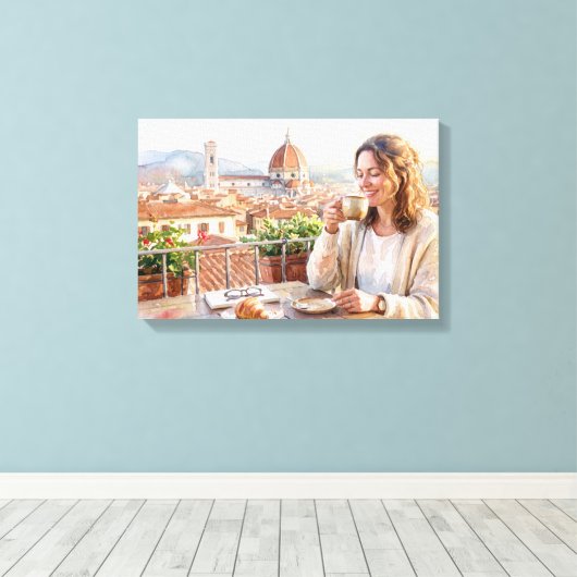 Ochtendkoffie in Florence Canvas Afdruk (Insitu (Houten vloer))