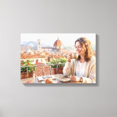 Ochtendkoffie in Florence Canvas Afdruk (Voorkant)