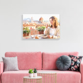 Ochtendkoffie in Florence Canvas Afdruk (Insitu (Woonkamer))