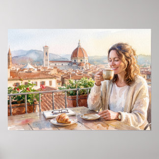 Ochtendkoffie in Florence Poster