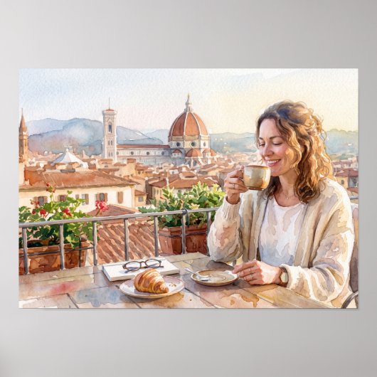 Ochtendkoffie in Florence Poster (Voorkant)