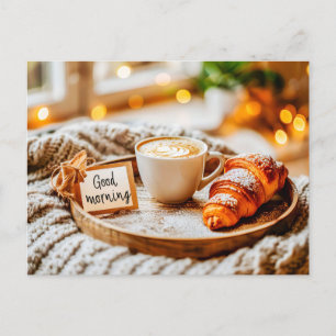 Ochtendkoffie met stijgende stoom feestdagenkaart