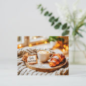 Ochtendkoffie met stijgende stoom feestdagenkaart (Staand voorkant)