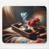 Ochtendkoffie op een ontbijtdienblad muismat (Voorkant)