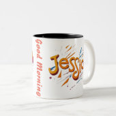 Ochtendkoffie voor Working Lady Tweekleurige Koffiemok (Voorkant rechts)