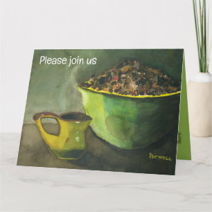 Ochtendkoffie w/Bowl of Coffee Beans (Waterverf) Kaart