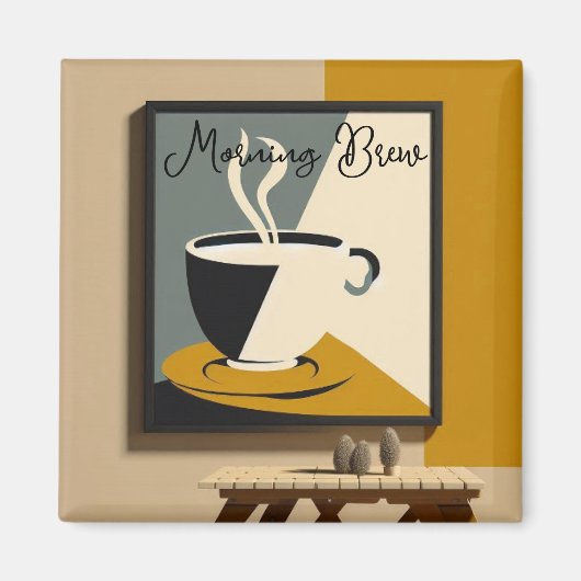 Ochtendkoffie Wekker Decoratie Magneet (Voorkant)