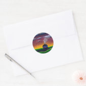 Ochtendlandschap Nieuwjaar kleurrijke originele ku Ronde Sticker (Envelop)