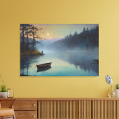 Ochtendlandschap van een rivier in een mistig bos canvas afdruk (Insitu (Woonkamer))