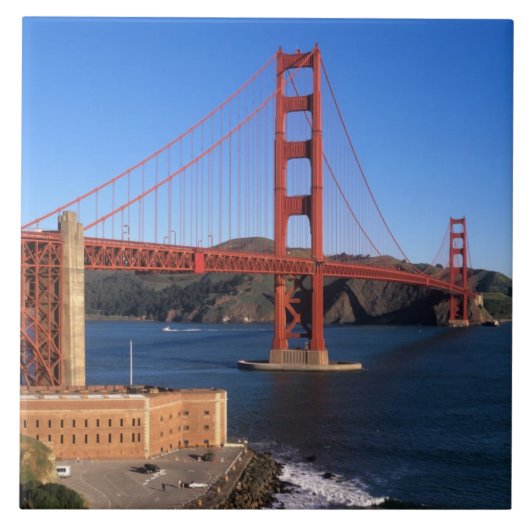 Ochtendlicht baadt de Golden Gate Bridge Tegeltje (Voorkant)