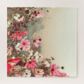 Ochtendlicht, bloeiende roze kosmos. legpuzzel (Horizontaal)