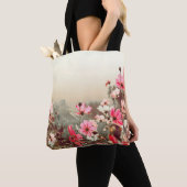 Ochtendlicht, bloeiende roze kosmos. tote bag (Dichtbij)
