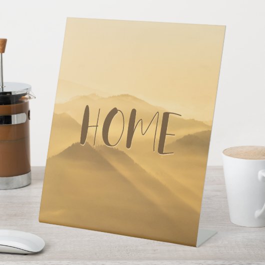 Ochtendmist gouden lagen zonsopgang thuis citaat reclamebord met voetstuk (Insitu)